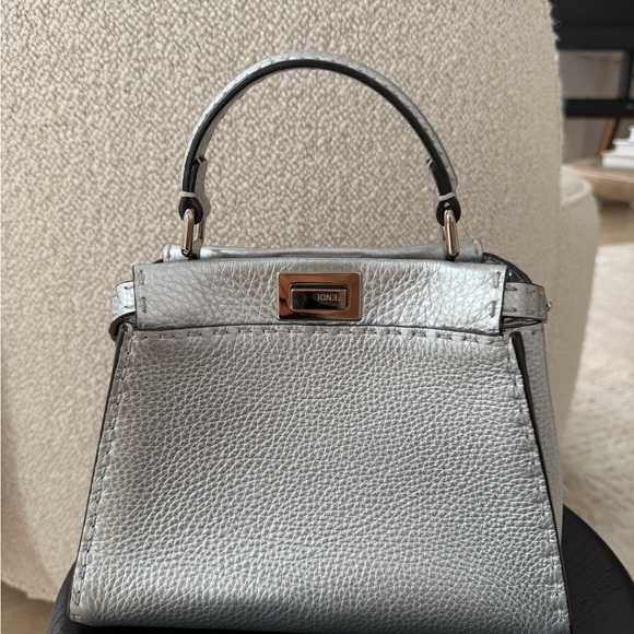 Fendi Handbags - Fendi Peekaboo Mini – Cuoio Romano Lux “Argento Palladio” (metallic silver)